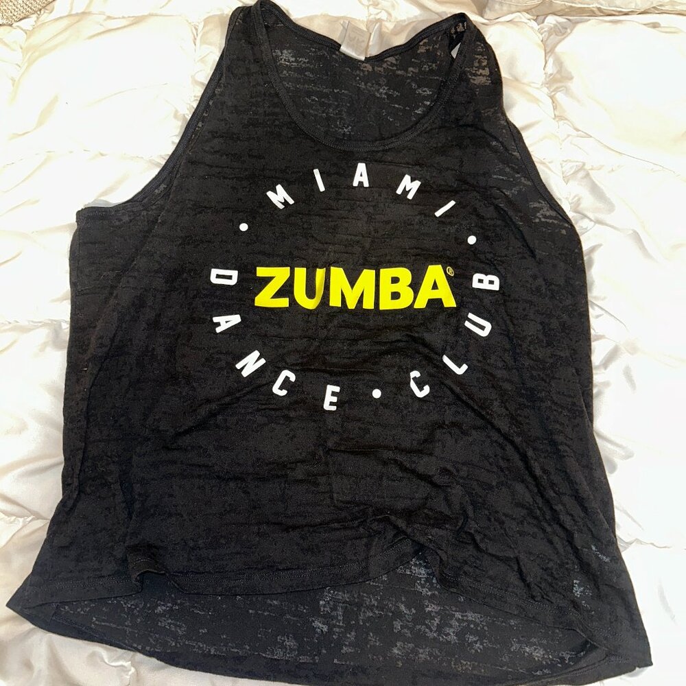 XL Zumba Wear Black Burnout Tank Miami Dance Club